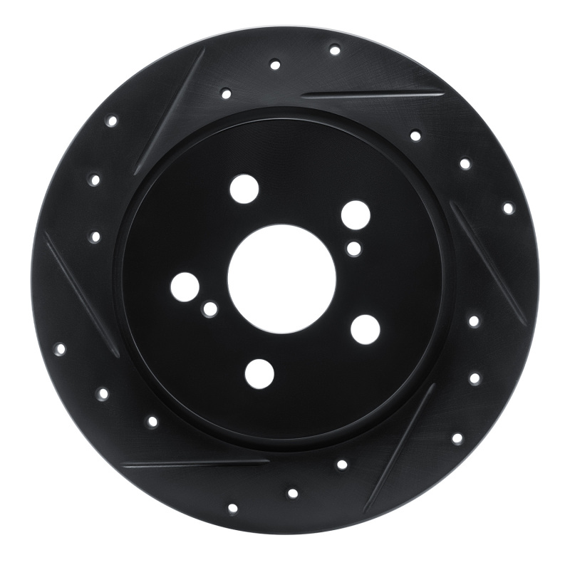 Toyota Corolla Brake Rotor (1) - Rear Left - R1 Concepts - Drilled & Slotted - Black - `09-`15